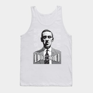 H P Lovecraft Ambigram Portrait Tank Top